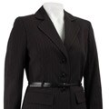 Jones New York Women's Black Pinstripe 2-piece Belted Skirt Suit