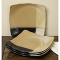 Sango Gold Dust Black Square Salad Plates (Set of 4)