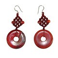 Sterling Silver Handmade Red Agate Earrings (China)