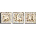 Kate McRostie 'Love, Hope, Faith' 3-piece Canvas Art Set