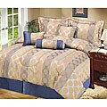 Newport 4-piece Taupe and Blue Comforter Set