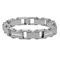 Stainless Steel Men's CZ Bicycle Link Bracelet