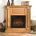 Grenoble Plantation Oak Electric Fireplace with Remote