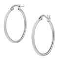 Stainless Steel 30-mm Round Hoop Earrings