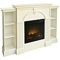 Luxemburg White Electric Fireplace with Bookcases
