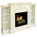 Luxemburg White Gel Fuel Fireplace with Bookcases