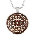 Stainless Steel Wood Inlay Medallion Necklace