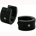 Black Steel Cubic Zirconia Huggie Earrings
