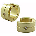 Goldplated Stainless Steel CZ Huggie Earrings
