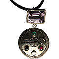 Sterling Silver Large Amethyst and Stone Necklace (Nepal)