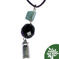 Roman Glass and Black Crystal Necklace (Israel)