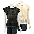 Jonathan Martin Women's Sheer Flutter-sleeve Blouse