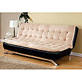 Velvet and Bycast Leather Futon Sofa Bed