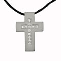 Stainless Steel Cubic Zirconia Inlay Cross Necklace