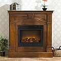 Macon Brown Mahogany Electric Fireplace with Remote