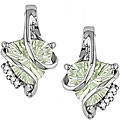 14k White Gold Green Amethyst Earrings