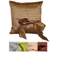 Pleated Faux Silk Bow Pillow