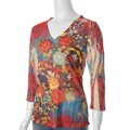 Mineral Brand Women's Red Vintage V-neck Shirt