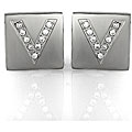 Stainless Steel Cubic Zirconia 'V' Earrings