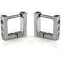 Stainless Steel CZ Square Hoop Earrings
