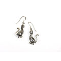 Sterling Silver Filigree Cat Earrings