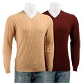 Tehama Men's V-neck Cable Cashmere Sweater
