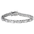 14k White Gold Overlay CZ Oval 'X' Tennis Bracelet