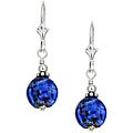 Sterling Silver Cobalt Blue Art Glass Earrings