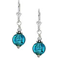 Sterling Silver Teal Blue Art Glass Earrings