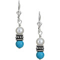 Charming Life Sterling Silver Turquoise and FW Pearl Earrings (5.5-6 mm)