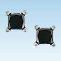 14k Gold 1/2ct TDW Princess Black Diamond Earrings