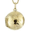 14k Gold Overlay Engraved Round Locket Necklace