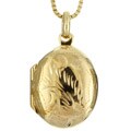 14k Gold over Silver Small Oval Locket Necklace