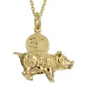 14k Gold over Silver Piggy Bank Necklace