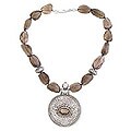 Sterling Silver 'Mystical Splendor' Smokey Quartz Necklace (India)