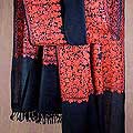 Wool 'Black Floral Drama' Shawl (India)