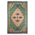 Indo Hand-loomed 'Cosmic Illusion' Cotton Rug (5' x 8'3)