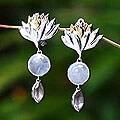 Goldplated 'Innocent Lotus' Multi-gemstone Earrings (Indonesia)