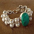 Sterling Silver 'Blue Goddess' Pearl Bracelet (India)