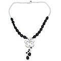 Sterling Silver 'Nocturnal Butterfly' Onyx Necklace (India)