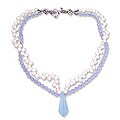 Sterling Silver 'Daydream' Pearl and Chalcedony Necklace (India)
