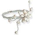 Stainless Steel 'Pearl Flower' Pearl Bracelet (Thailand)