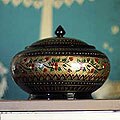 'Red Blossoms' Lacquered Wood Jar (Thailand)