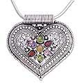Sterling Silver Multi-gemstone 'Love Song' Necklace (India)