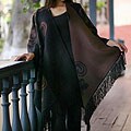 Alpaca Wool 'Mocha Blossom' Reversible Ruana Cloak (Peru)
