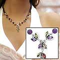 Silver 'Wild Feminine' Amethyst and Citrine Necklace (India)