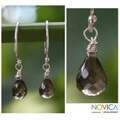 Smokey Quartz Teardrop Earrings (Thailand)