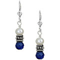 Sterling Silver Lapis and FW Pearl Earrings (5.5-6 mm)