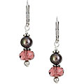 Sterling Silver Created Quartz/ FW Pearl Earrings (5.5-6.5 mm)