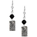 Silverplated Black Crystal Asian Charm Earrings